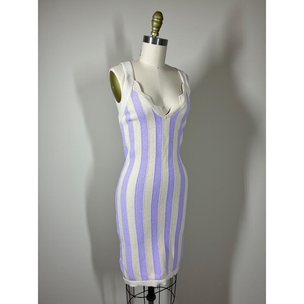 House of Harlow Striped Knit Bodycon Dress‎ Small Stretchy Purple Cream